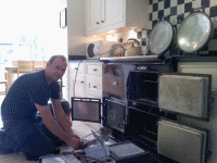 Martin at work servcing an Aga range cooker